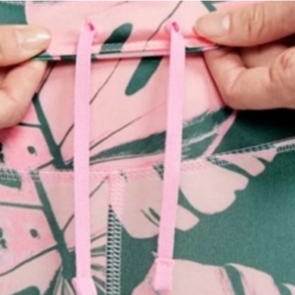 Nike Dri-Fit Women’s Pink Monstera Palm Leaves Cropped High Rise Leggings Medium - Picture 5 of 6